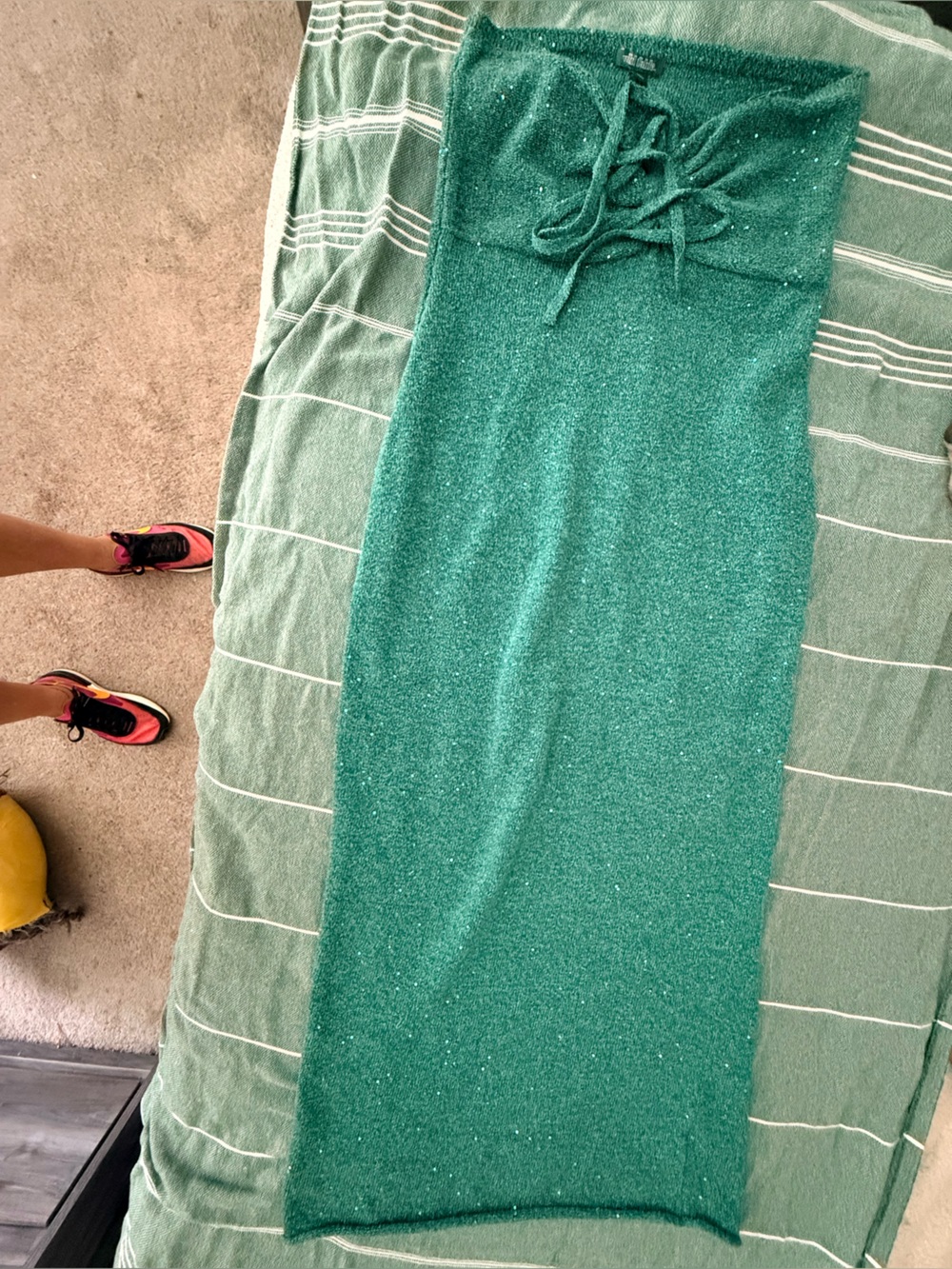 wild fable Green Sparkle Swim Sarong with Tie Detail